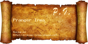 Pranger Irma névjegykártya